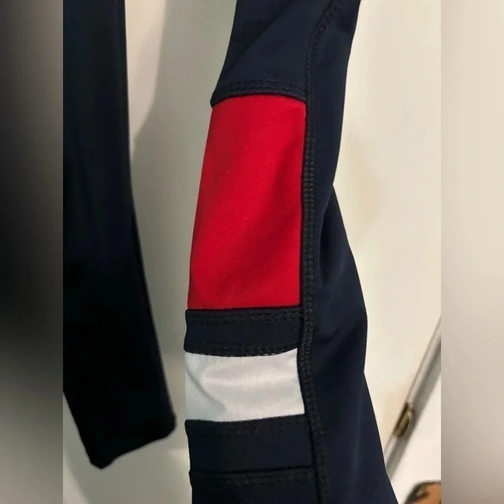 NWT Lydaa Womens Leggings‎ Small/Medium Navy Red White Full Length Side Pockets